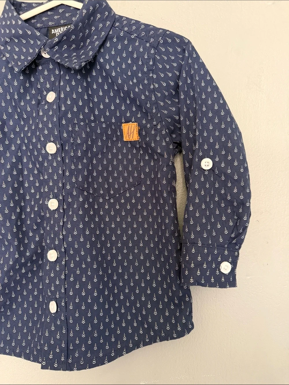 American Hawk Boys‎ Navy Blue Geometric/Arrow Pattern Button Down Shirt 2T